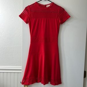 Michael Kors | Red Fit And Flare Dress With Cutout Details